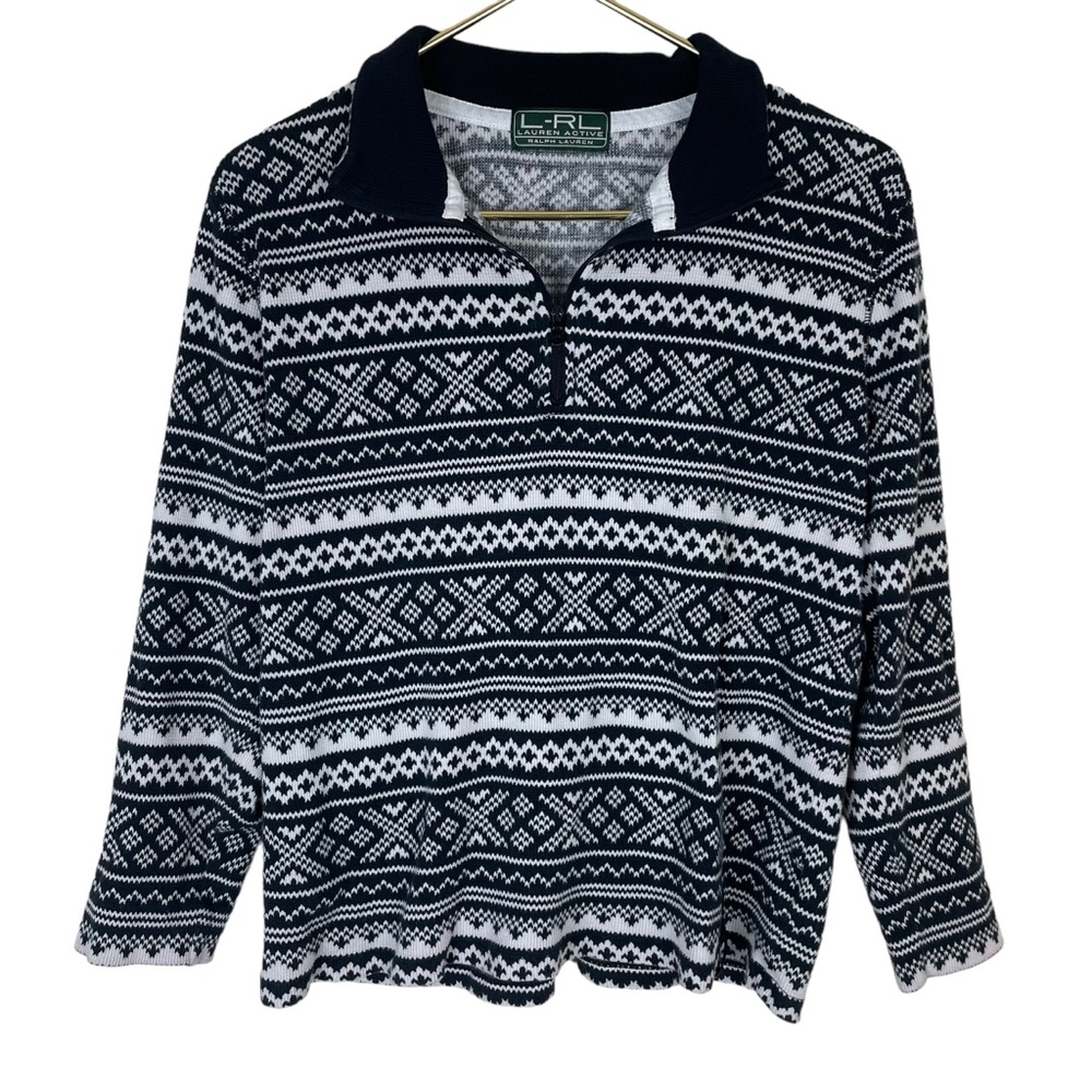 ⭐️2/$20 Lauren Ralph Lauren Active Pull Over Nordic Print Quarter Zip Jacket